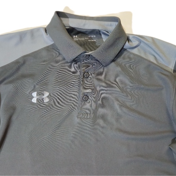 Under Armour Polo Shirt Mens Large Gray HeatGear Loose Fit Golf Athletic - Picture 3 of 6